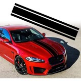 Sticker auto tuning triple stripes negru, 125x22 cm, folie oracal autoadeziva, decor exterior masina sport