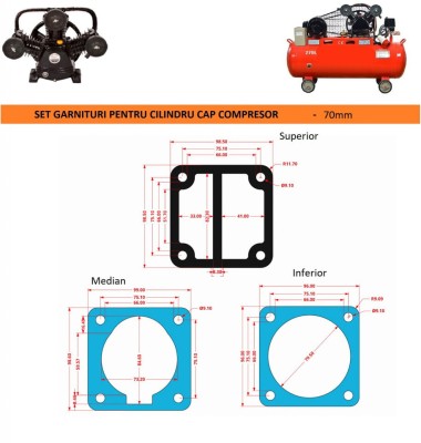 Garnituri set pentru cap compresor de aer V 70mm CH081 Mod.4(K) foto