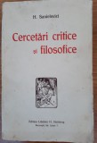 Cercetări critice și filosofice, H. Sanielevici