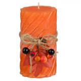 Lum&acirc;nare Decorativă, Model Reliefat Berries, Portocaliu, 6.5x12cm, Parafină, Oem