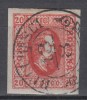 ROMANIA 1865 LP 17 ALEXANDRU IOAN CUZA VALOAREA 20 PARALE ROSU STAMPILA AGRAFA BOGATA BUCURESTI, Nestampilat
