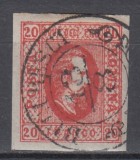 ROMANIA 1865 LP 17 ALEXANDRU IOAN CUZA VALOAREA 20 PARALE ROSU STAMPILA AGRAFA BOGATA BUCURESTI