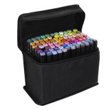 Cumpara ieftin Set profesional de markere dual tip, 80 culori intense, cu husa de transport , pentru desen, schite, proiecte artistice si scoala
