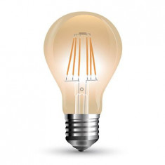 Bec LED E27 10W cu filament alb cald V-TAC, A67 2200K foto