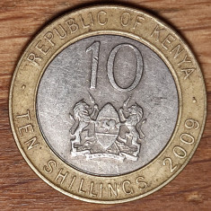 Kenia / Kenya - moneda de colectie bimetal - 10 shilling 2009 - mai rara !