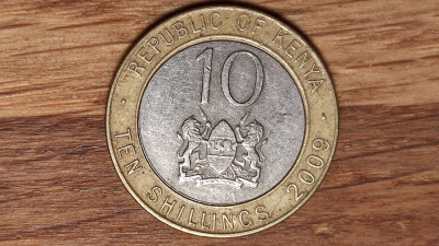 Kenia / Kenya - moneda de colectie bimetal - 10 shilling 2009 - mai rara ! foto