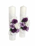 Set 2 Lumanari Nunta Botez EVENTISSIMI - Alb Mov, Eventissimi&reg;