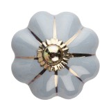 Cumpara ieftin Set 2 butoni mobilier ceramica gri metal auriu &Oslash; 4x4 cm