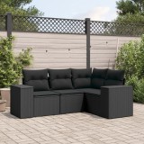 vidaXL Set mobilier de grădină cu perne, 4 piese, negru, poliratan 3254842