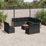 Gossi set canapele de gradina, 12 piese, cu perne, negru, poliratan