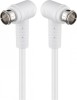 Cablu antena F-F 80 dB unghi 90 grade 1.5m T-T Alb, Goobay G67341