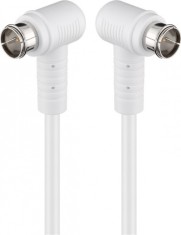 Cablu antena F-F 80 dB unghi 90 grade 1.5m T-T Alb, Goobay G67341