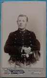 Fotografie tip CDV, Sublocotenet francez in tunica cu gaitane, inceput de secol XX