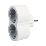 Adaptor priză 2 prize 2P+T, 16A, Alb/Gri