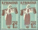 EROARE ROMANIA 1958 LP 462 COSTUME NATIONALE TRIPTIC IN PERECHE -MNH