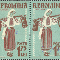 EROARE ROMANIA 1958 LP 462 COSTUME NATIONALE TRIPTIC IN PERECHE -MNH