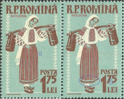 EROARE ROMANIA 1958 LP 462 COSTUME NATIONALE TRIPTIC IN PERECHE -MNH foto