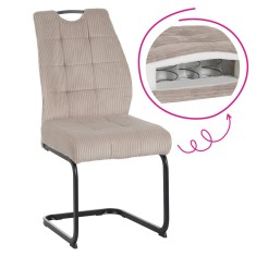 Scaun dining textil maro taupe metal negru Kelma 46x62,5x97 cm