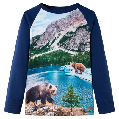 Tricou de copii cu m&amp;acirc;neci lungi, bleumarin 104 foto