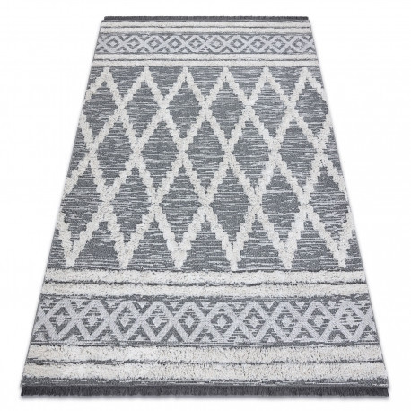 Covor ECO SISAL BOHO MOROC Caro 22297 franjuri - două niveluri de l&acirc;nă gri / cremă, covor reciclat, 175x270 cm