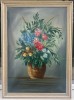 Tablou Natura Statică Vas cu Flori de C&acirc;mp, Pictura &icirc;n ulei pe p&acirc;nză, inramat ramă lemn 54x74cm, Realism