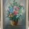 Tablou Natura Statică Vas cu Flori de C&acirc;mp, Pictura &icirc;n ulei pe p&acirc;nză, inramat ramă lemn 54x74cm