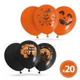 Set balon de Halloween - 6 tipuri - 20 piese pachet