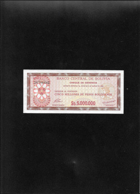 Rar! Bolivia 5000000 5.000.000 pesos bolivianos 1985 seria24790662 aunc foto