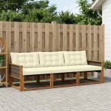 vidaXL Set de canapele de exterior cu pernă 3 pcs Natural și Crem 3381210
