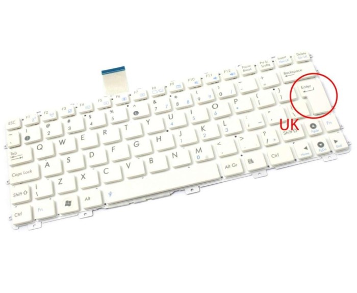 Tastatura Asus Alba Eee PC R011CX layout UK fara rama enter mare, Eee PC R011PX layout UK fara rama enter mare