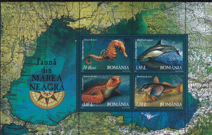 ROMANIA 2007 LP 1755 a FAUNA DIN MAREA NEAGRA BLOC MNH