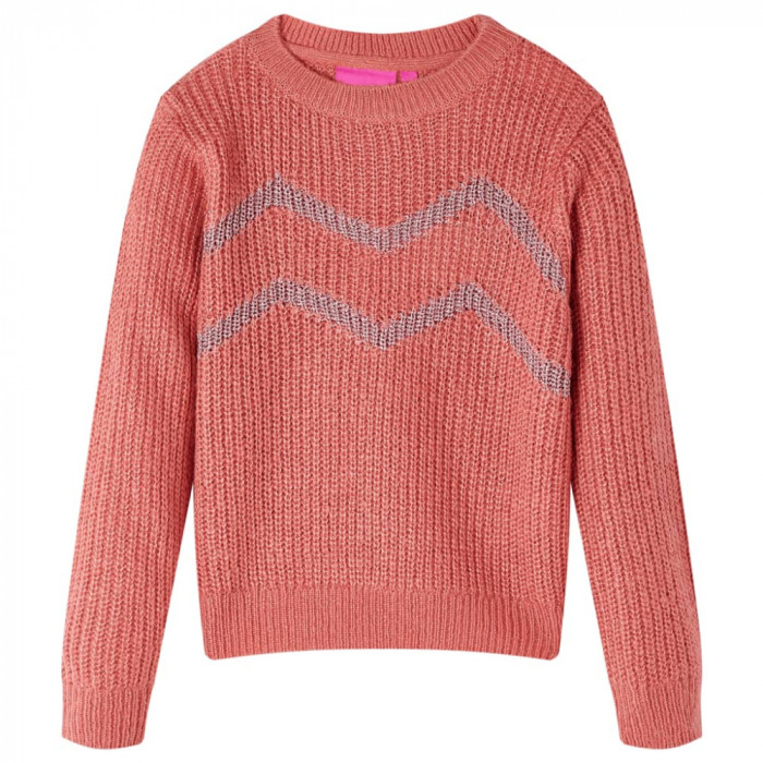 Pulover pentru copii tricotat, roz mediu, 128
