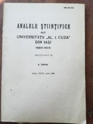 Analele stiintifice ale Universitatii &amp;rdquo;Al. I. Cuza&amp;rdquo; din Iasi 1983 foto