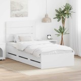Cumpara ieftin Cadru de pat cu sertar Alb 75 x 190 cm Lemn Ingineresc
