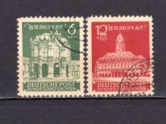 ✅ (S40)Germania 1946 -Emisiunile Aliatilor -Zona sovietica - Saxonia Est - Dresda&quot; Reconstructie&quot; ,serie Mi.64/65 , cota 12 &euro; , stampilate