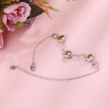 Cumpara ieftin Bratara Model Infinit si Inimioare din argint 925 Citrine Heart, Brățară