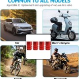 Set 12 Capace Hexagonale pentru Valva Auto, Aliaj Aluminiu, Lungime 1.8 cm, Rosu
