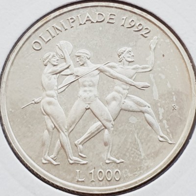 709 San Marino 1000 Lire 1992 Summer Olympics, Barcelona km 277 argint foto