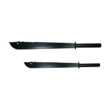 Cumpara ieftin Set doua sabii vanatoare DEPOX&reg;, Ninja Blade, maner metal, 83 cm/50 cm, negru, teaca inclusa