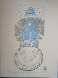 Cumpara ieftin Casa albastră IV, serigrafie, Stefan Caltia 41x31 cm, Abstract, Cerneala