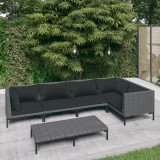 Set de mobilier de gradina &amp; perne 6 piese gri &icirc;nchis poliratan GartenMobel Dekor, vidaXL