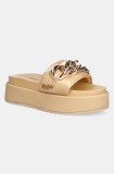 Buffalo papuci Noa Slide Chain 2.0 femei, culoarea galben, cu platforma, 1602259-GLD