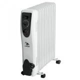 Calorifer electric Albatros RA-11ST, 2500 W, 3 trepte de putere, 11 elemen&Aring;&pound;i, Termostat reglabil, Alb/negru