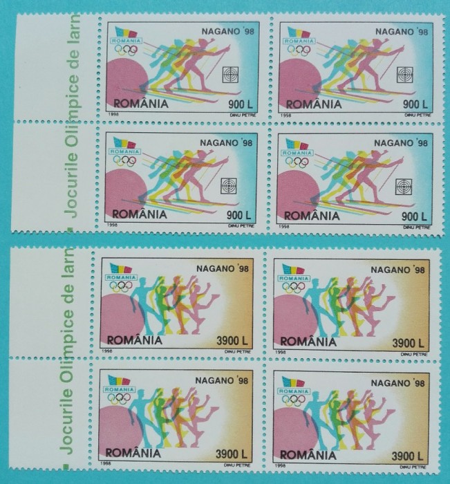 TIMBRE ROM&Acirc;NIA LP1447/1998 - J.O. NAGANO -Bloc de 4 timbre - MNH