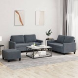 vidaXL Set de canapele cu perne, 3 piese, gri &icirc;nchis, catifea