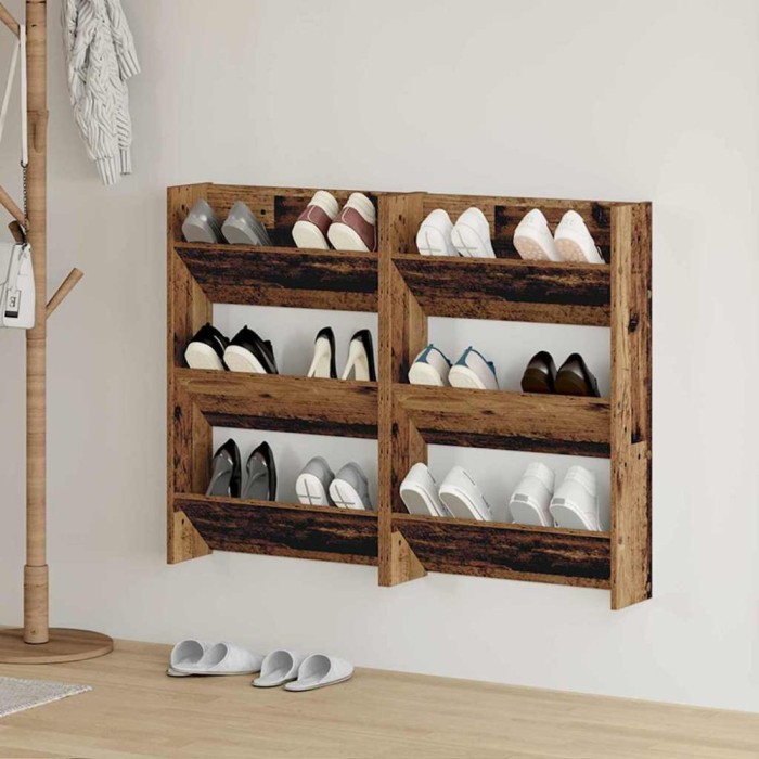 vidaXL Dulapuri pentru pantofi de perete Lemn vechi Lemn compozit 875147