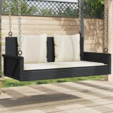 Gossi banca de balansoar cu perne, negru, 119x56x48 cm, poliratan