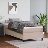 VidaXL Pat box spring cu saltea, cappuccino, 80x200 cm piele ecologică