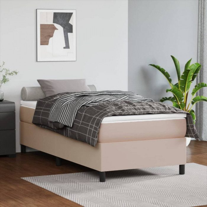 Cadru de pat box spring, cappuccino, 80x200 cm, piele ecologica GartenMobel Dekor