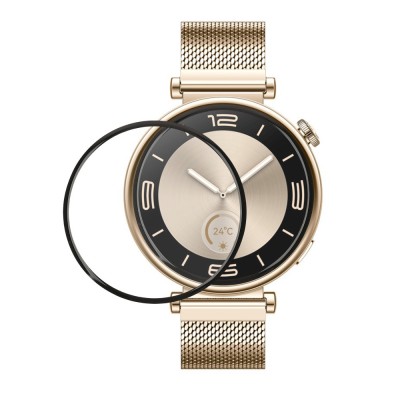 Set 2 Folii de protectie Kwmobile pentru Huawei Watch GT 4 (41mm), Transparent/Negru, Polimer, KWM0000251T001C foto